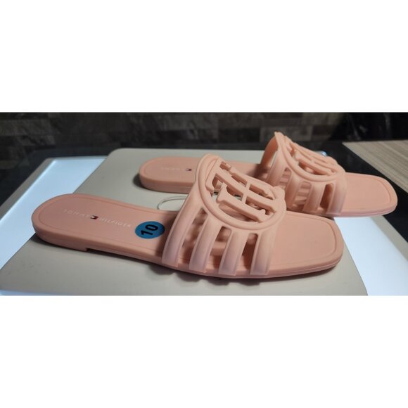 Tommy Hilfiger Women’s Logo Jelly Slide Sandals Pink Size 10 New - Picture 4 of 7